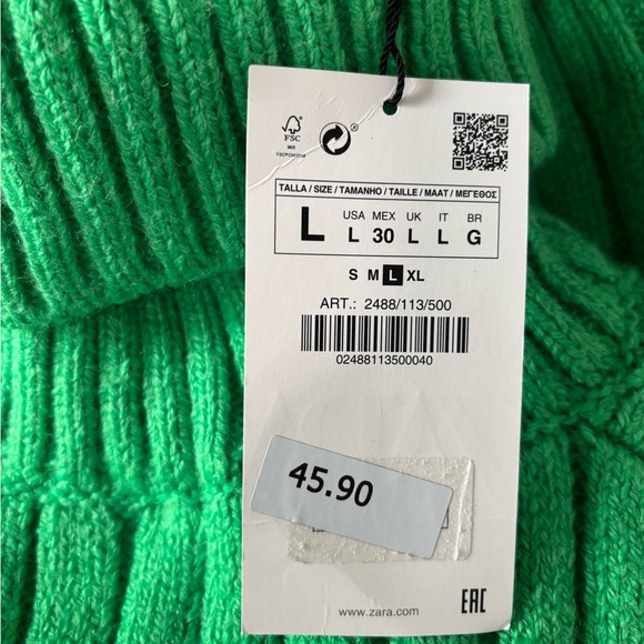 Zara Seamed Knit Sweater vest in green NWT Size Large - Picture 5 of 5